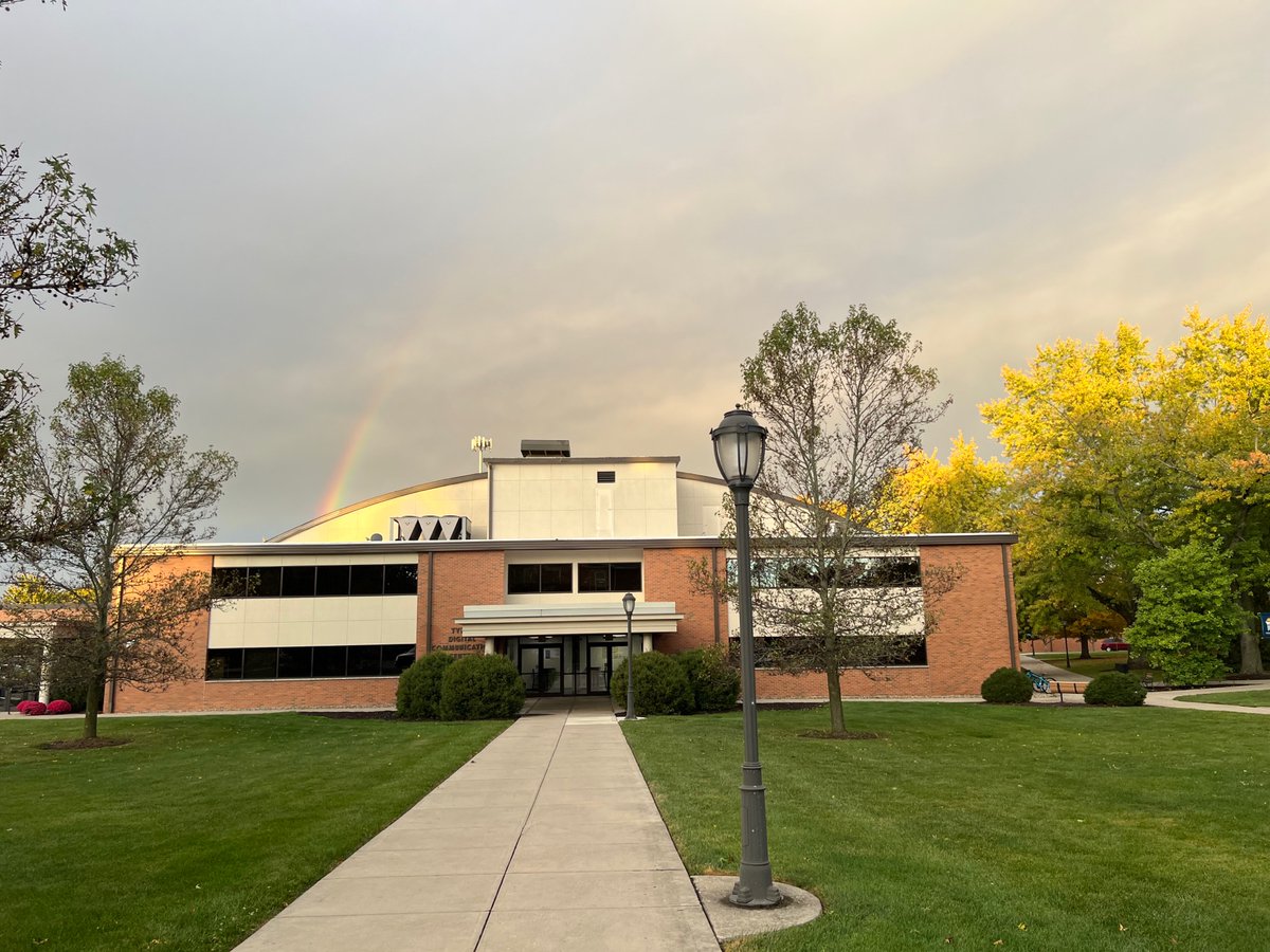 CedarCIO's tweet image. Rainbow coming from @cedarville MarComm department (@twarahtwump’s office?)
