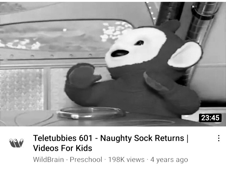 itsRobButton's tweet photo. "Naughty Sock... but, but Tinky Winky said he'd taken care of you" https://t.co/zyNjTdgCDF