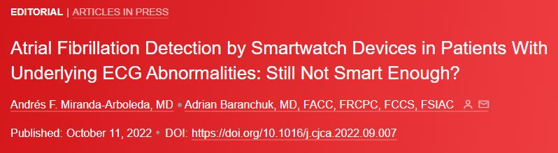 See the accompanying editorial from @adribaran and @andres_miranda4 Diagnosis of AF by Apple Watch in patients with abnormal ECG 👉 onlinecjc.ca/article/S0828-… @KingstonHSC