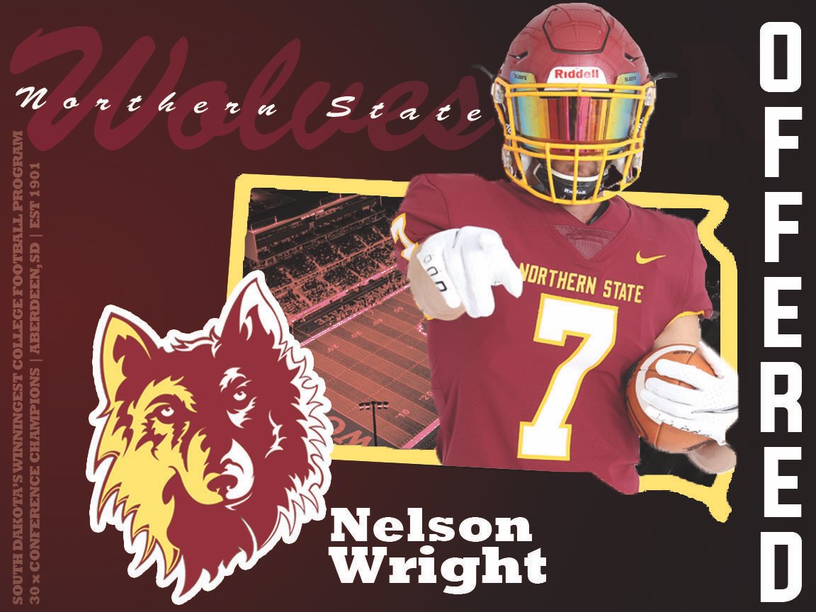 After a Great phone call with <a href="/NSUCoachSchmidt/">Mike Schmidt</a> I am beyond blessed to receive my Second Offer. Thank you <a href="/CoachGlas05/">Jason Glasco</a> <a href="/NSUWolves_FB/">Northern State Football🐺 🏈</a> and the rest of the Staff for this opportunity!!.