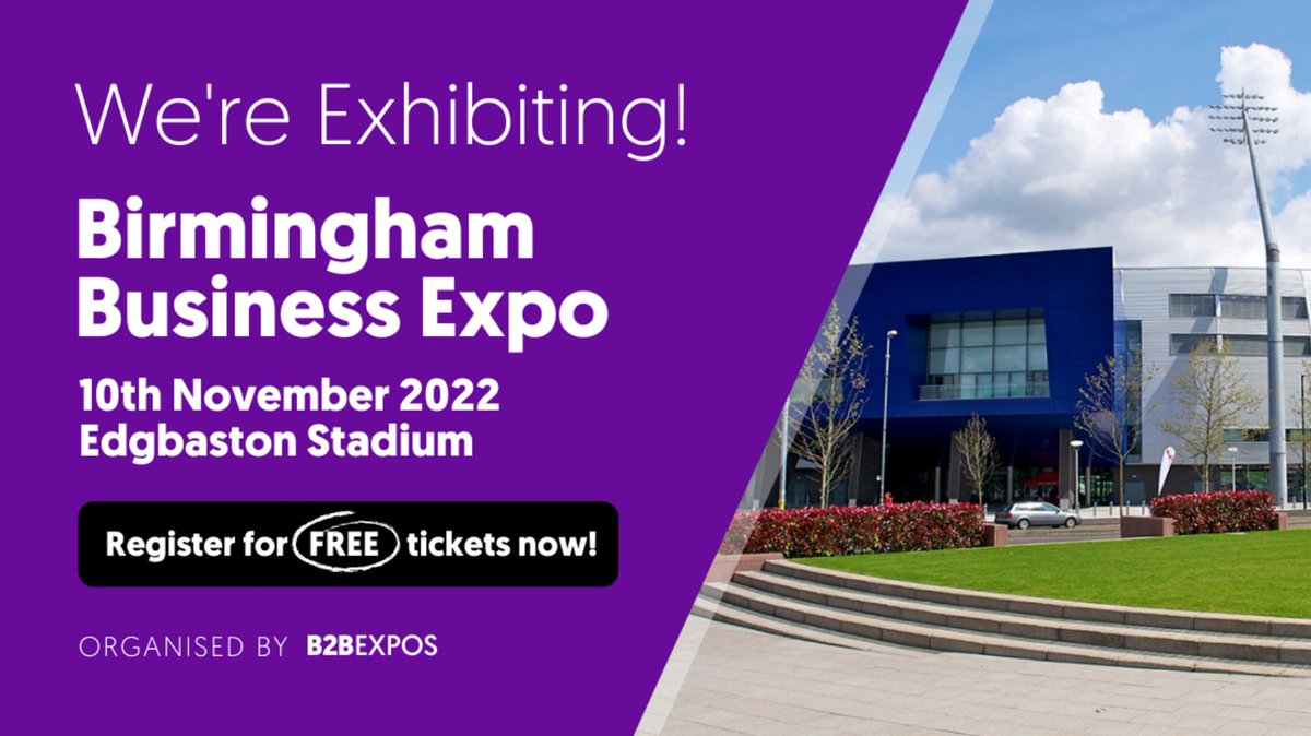 We're exhibiting at the #BirminghamExpo on Thursday 10th November 2022, come
and see us on Stand 20, we'd love to see you there!

b2bexpos.co.uk/event/birmingh…