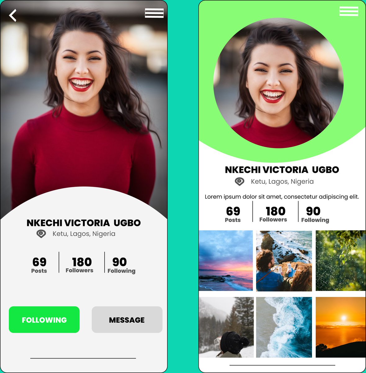 Jesuseme22's tweet photo. Here's day #006 for the #DailyUI 100 days design challenge. 

Task : Design a user profile. 
 Tool: Figma

#designer 
#UIUXDesigner 
#uidesign 
#uxdesign 
#techiewomen 
#productdesigner https://t.co/8w1mgqPmgu