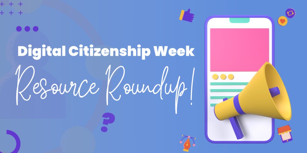 TCEA's tweet image. Digital Citizenship Week is coming up! Here’s a roundup of articles with links to resources, templates, and activities to help you plan.

bit.ly/3SOUfnT @emilyforedu
#digcit #edtech #teachertwitter #librarytwitter #teaching