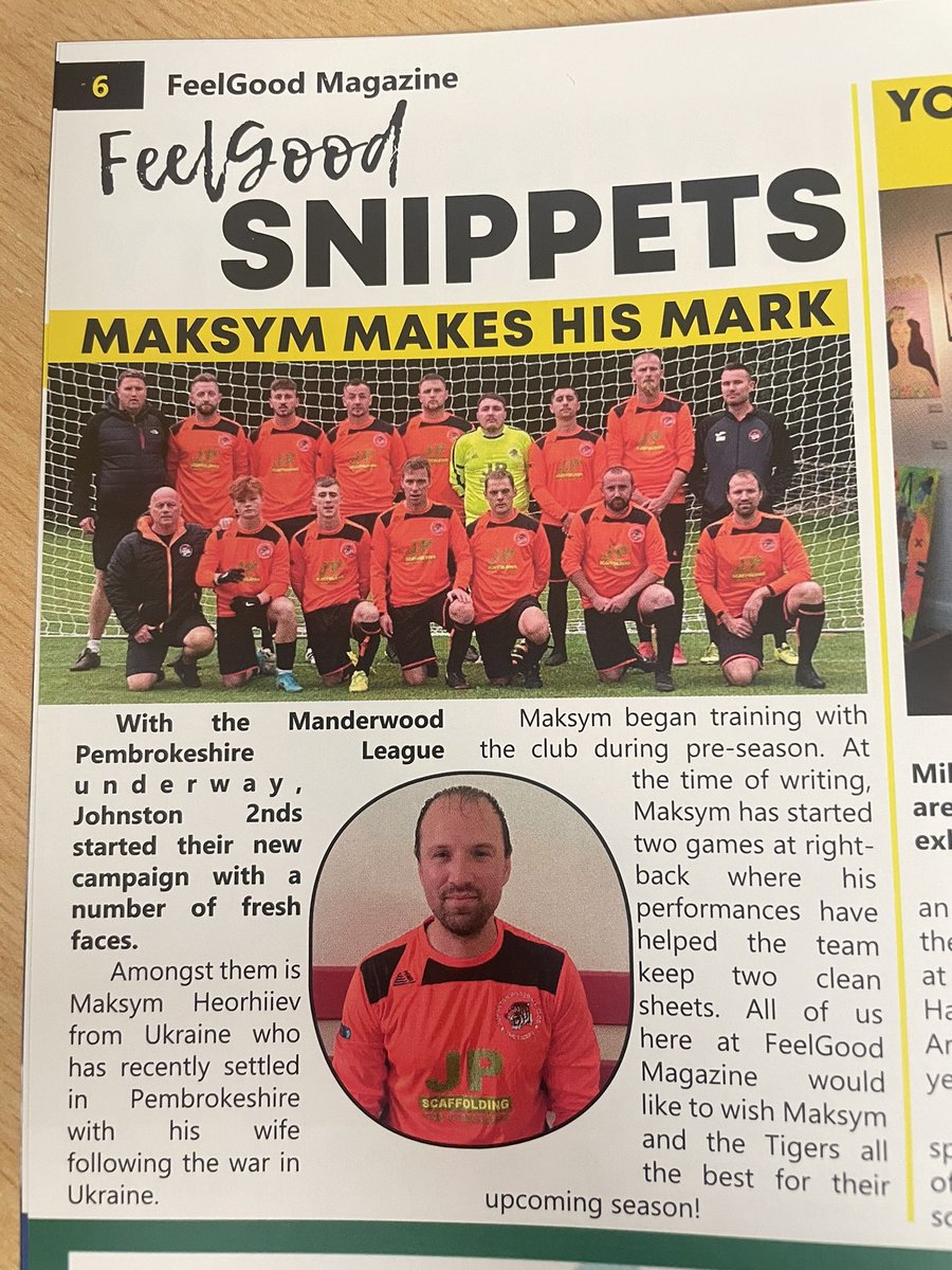 Johnston FC (@johnston_fc) on Twitter photo Fantastic to see our Ukrainian defender Maksym featured in the latest edition of Feel Good Magazine Pembrokeshire being distributed around the county from tomorrow! 🇺🇦 🐅 <a href="/FeelGoodPembs/">FeelGood Magazine Pembrokeshire</a> Fantastic to see our Ukrainian defender Maksym featured in the latest edition of Feel Good Magazine Pembrokeshire being distributed around the county from tomorrow! 🇺🇦 🐅 <a href="/FeelGoodPembs/">FeelGood Magazine Pembrokeshire</a>