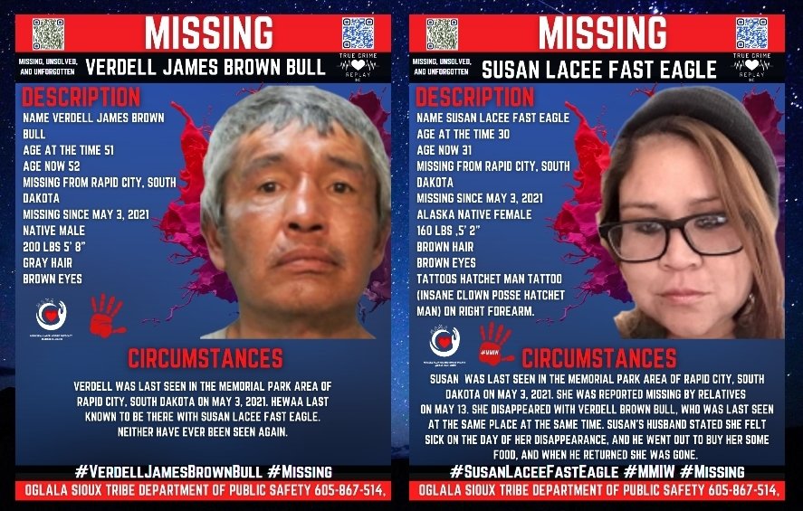 TanjaTcr's tweet photo. https://t.co/3ypReQjf5I
Susan was last seen in the Memorial Park area of Rapid City, South Dakota on May 3, 2021. She was reported missing. She disappeared with Verdell Brown Bull.
#missing #truecrimereplay #SusanLaceeFastEagle #mmiw #VerdellJamesBrownBull #miraclealliance https://t.co/1toQz7a4ok