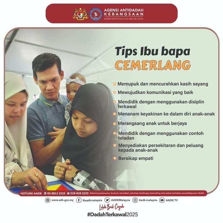 aadkmersing's tweet photo. Tips ibu bapa ini agar dapat mengukuhkan hubungan erat dengan anak-anak dan juga dapat mengelak anak-anak daripada berisiko terlibat dengan penyalahgunaan dadah.

#DadahTerkawal2025 
#KeluargaMalaysia
#KitaDemiNegara
#TakPerluStimGuys 
#KDN_TogetherWeAreOne https://t.co/8Hy8SLQsge