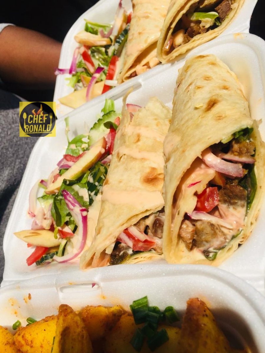 Chicken wraps k50 with a salad. Potato wedges k30. Deliveries available. 0973282914