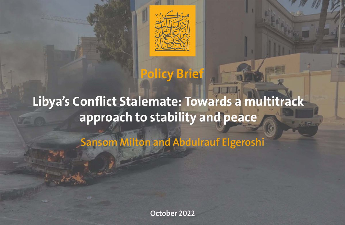 OnlineCHS_en's tweet photo. “Any peace process in #Libya must include all the parties who have control on the ground especially #conflict parties with the incentives to act as spoilers in the #peace process”
Said @SansomMilton & Abdulrauf Elgeroshi on our latest #PolicyBrief
🔗Link: https://t.co/oqFtPjQqsk https://t.co/VhjjlSBWqd