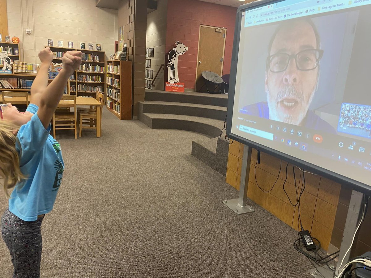 usd305libraries's tweet photo. From MLR: We had an absolute blast getting to visit with @DanGutmanBooks all the way from his home in NYC! All 2nd-5th graders had a virtual visit with him in the library. A BIG thank you to the @305EdFoundation and our MLR PTO for funding the visit. #MLRProud #305GrowsGreatness https://t.co/VyCeb3wz3y
