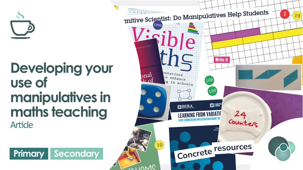 Manipulatives in maths lessons? They’re for young kids who find maths difficult, right? Nope! They’re for all pupils and of potential use at all times. Our latest article shares blogs, books and a video that make that point ncetm.org.uk/features/devel…