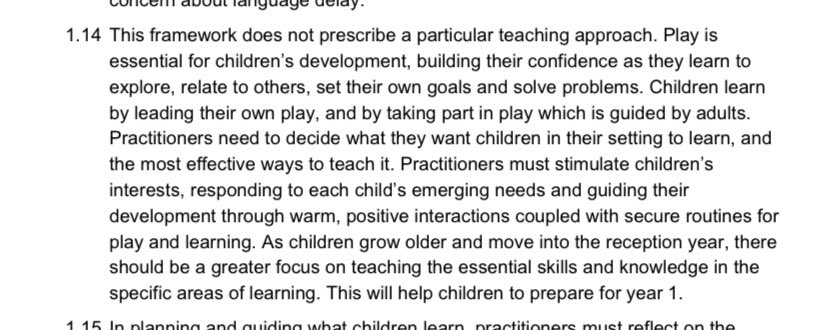 SwailesRuth's tweet photo. Numerous DMs today, people being told there’s no time for children to play in YR, that they need to be treating it as key stage 1 not teaching areas of learningbecause that’s what Ofsted want. YR is legally part of the STATUTORY EYFS which states that play is essential! https://t.co/Zo7DkwOGFK