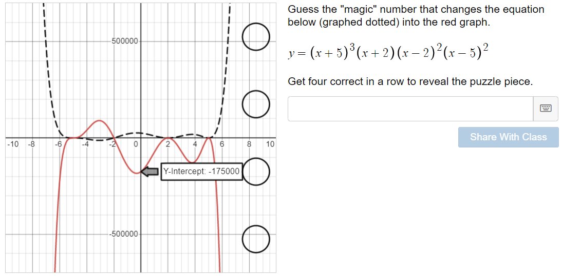 MagnoliaAlgebra's tweet photo. College Algebra students completed the DESMOS Activity "Breakout! Polynomial Functions". Students had to solve 9 challenges to reveal the 9 puzzle pieces needed to "breakout".  

Jordan Davis (in his hallway theme attire for Homecoming Week) was the first to breakout.

#DESMOS https://t.co/16inMf0A4g