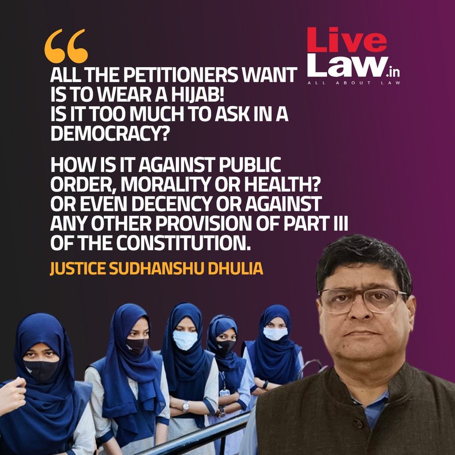 sheik_hiba's tweet photo. Our plea was straight forward &amp; simple, All we asked was our personal choice &amp; dignity. Happy that our plea was rightly accepted by Justice Dhulia, being students we hope that our democracy will never deprive us from our educational rights along with our choice to wear #Hijab. https://t.co/02XtwE8gBj