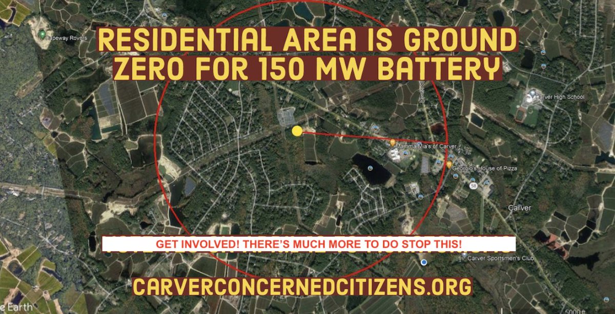 CarverCitizens's tweet photo. Press Release: Groups and individuals across Southeastern Massachusetts are demanding that the Baker Administration reject the PowerPlus plan to site a 150-megawatt battery storage facility in a dense residential neighborhood and next to cranberry bogs in Carver. https://t.co/3PbGKBjGma