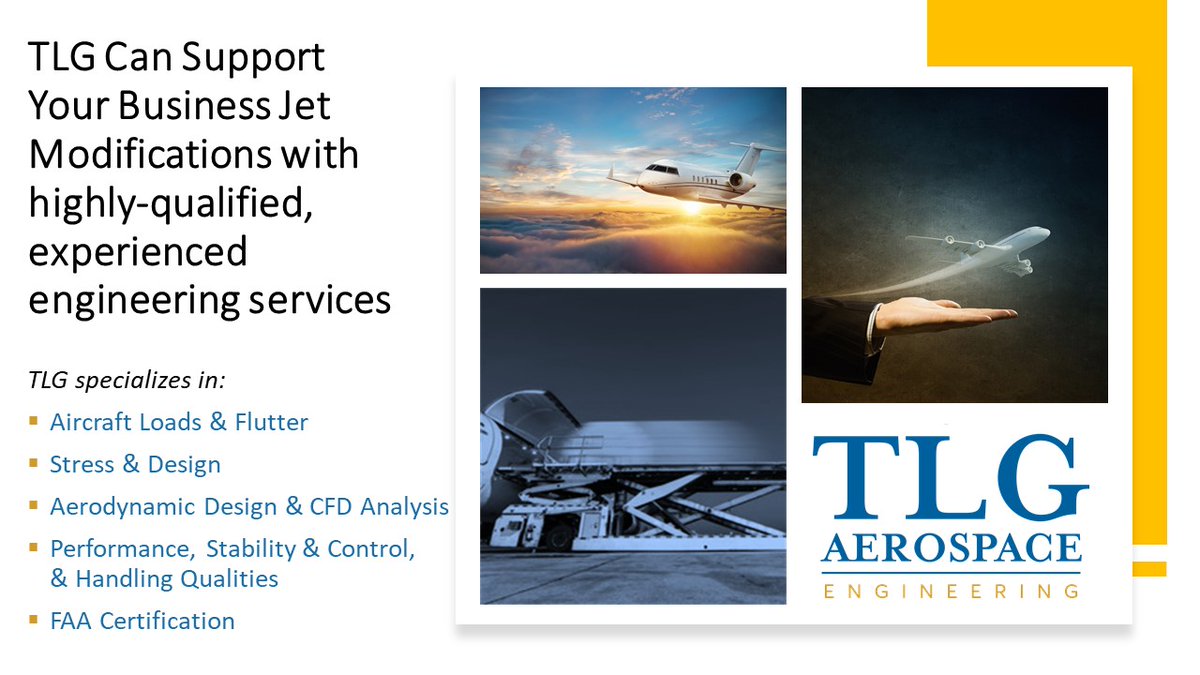 TLGAerospace's tweet photo. Think of TLG’s engineering services for supporting your
•Air Tanker Conversions
•Cargo Conversions
•Inflight Entertainment
•New Aircraft Configuration Design
•Radomes
•Special Missions Modifications
•Winglets &amp; Other Fuel-Saving Technology

Meet with us at #NBAA22 https://t.co/aLt51XETlq