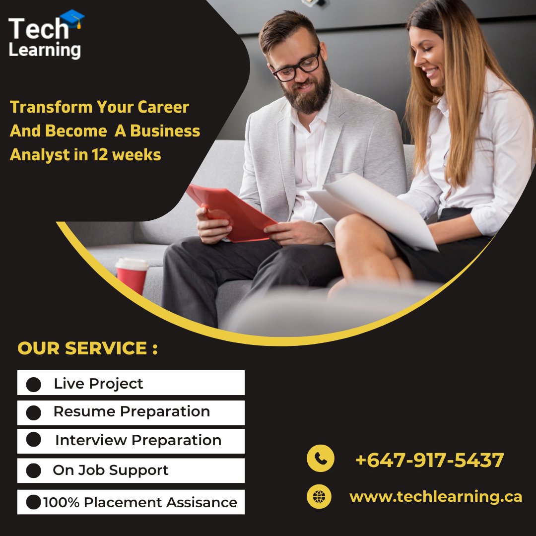 Techlearningca's tweet image. Are you planning to make a career in #BusinessAnalyst in #Canada?👩🎓 Raise your #profile and #accelerate your #careergrowth📈 and become a Business Analyst in 12 weeks.📅
☎ us at +647-917-5437
Email: info@techlearning.ca