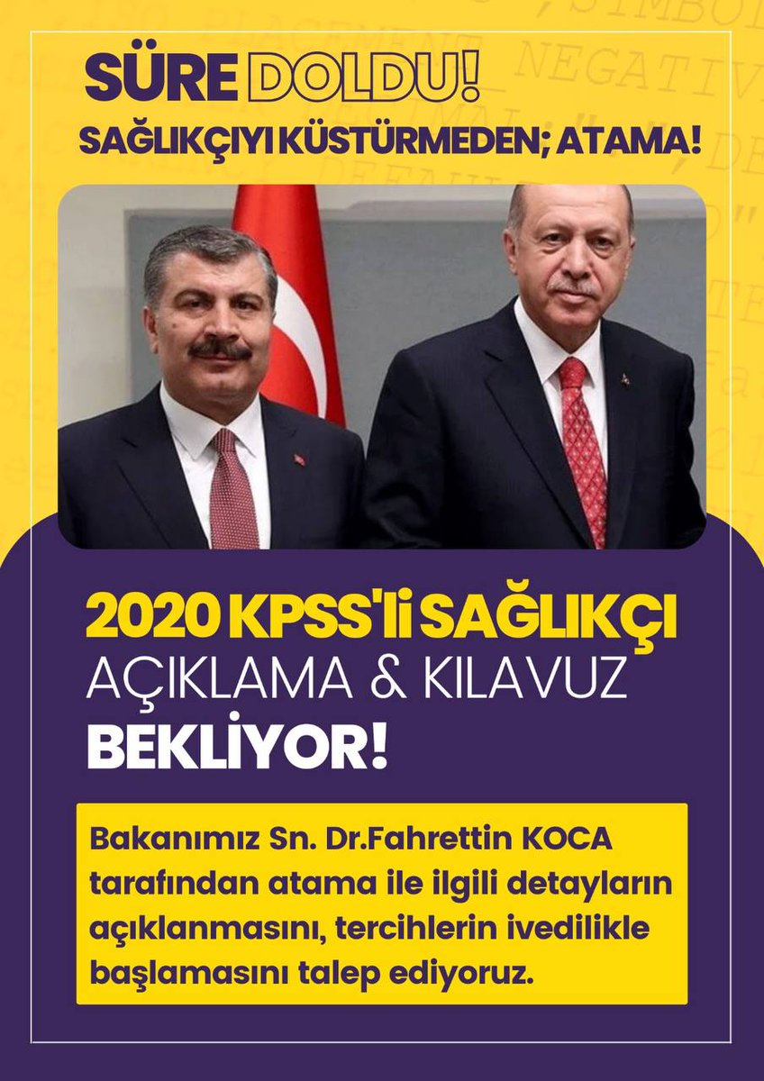 Söz bitti atama vakti <a href="/drfahrettinkoca/">Dr. Fahrettin Koca</a>  <a href="/RTErdogan/">Recep Tayyip Erdoğan</a> 
FKSüreBitti AtamaVakti