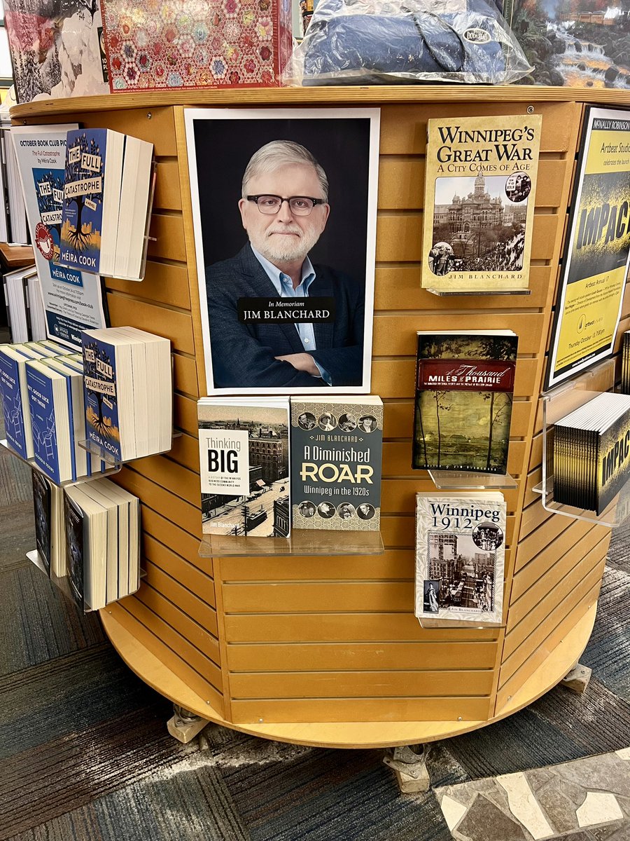 JaneDayReader's tweet photo. It’s nice to see that @mcnallyrobinson has a memorial display for Jim Blanchard - writer, historian, and librarian - front and centre in the Grant Park store. https://t.co/6fF8WwJg9h