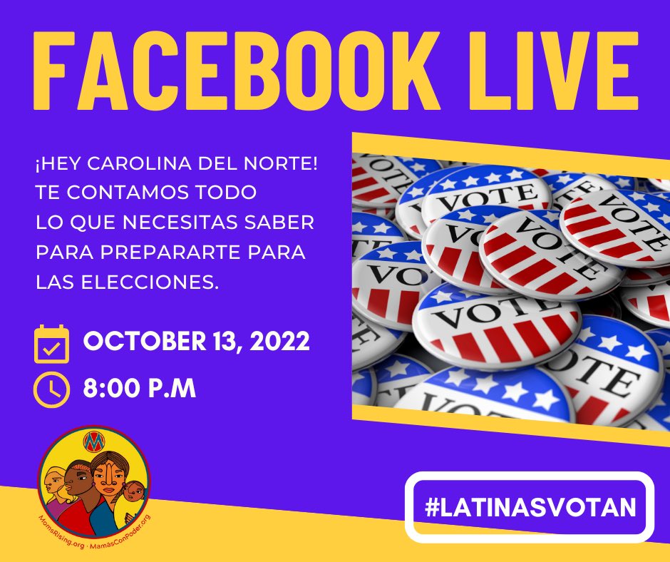 NC vota
<a href="/MamasConPoder/">MamásConPoder</a> <a href="/MomsRising/">MomsRising</a> #FacebookLIVE #latinosvotan