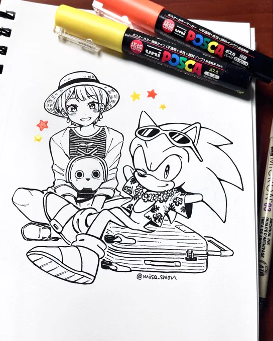 #inktober2022 day 10: SONIC x Travel galjust arrived in Japan! I will be taking a break from inktober for awhile so I can just enjoy my time here, excited for the sonic events!#Sonic #SonicTheHedgehog 