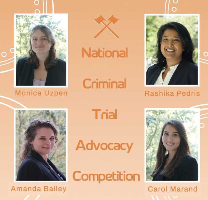 Please join us in wishing our competitors luck at the National Criminal Trial Advocacy Competition! They’ll be representing WCL in San Fransisco this weekend, with the first round at 9 ET. Good luck team! ✨