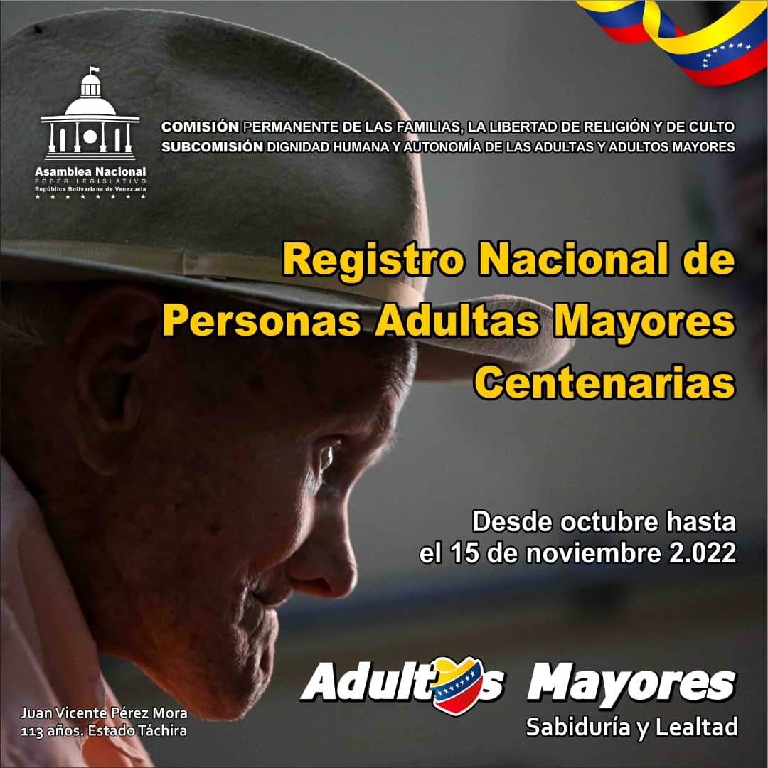 ¡¡ATENCIÓN!! Invitamos a todos los Mov. Sociales, Consejos Comunales, Comunas, CLAP, Líderes de Calle y Comunidad a Registrar a las Personas Adultas Mayores Centenarias que viven en su comunidad. ¡¡PARTICIPA!!forms.gle/TAt2oC2eRR758V… #FestivalMundialDePoesía2022
<a href="/jorgerpsuv/">Jorge Rodríguez</a>