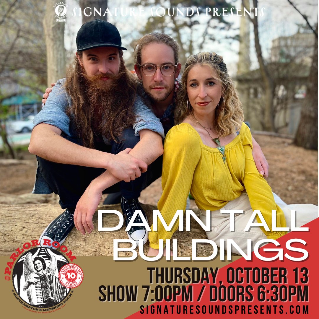 “...lightning-in-a-bottle indeed” ”— Folk Radio UK
TONIGHT - Don't miss <a href="/DamnTallTweets/">Damn Tall Buildings</a> at The Parlor Room at 7pm. Doors at 6:30pm. Tickets available at the door!