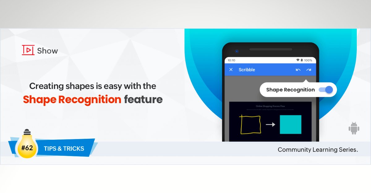 ZohoShow's tweet photo. Get creative with your ideas, emphasize a point, or make your presentation more visually appealing using shapes. Create your own shapes using the Shape Recognition feature in the #ShowApp for #Android.

🔗 https://t.co/c5Zj8BQLch

#ZohoShow #TipsAndTricks #PresentationApp https://t.co/ngtOkpMHnQ