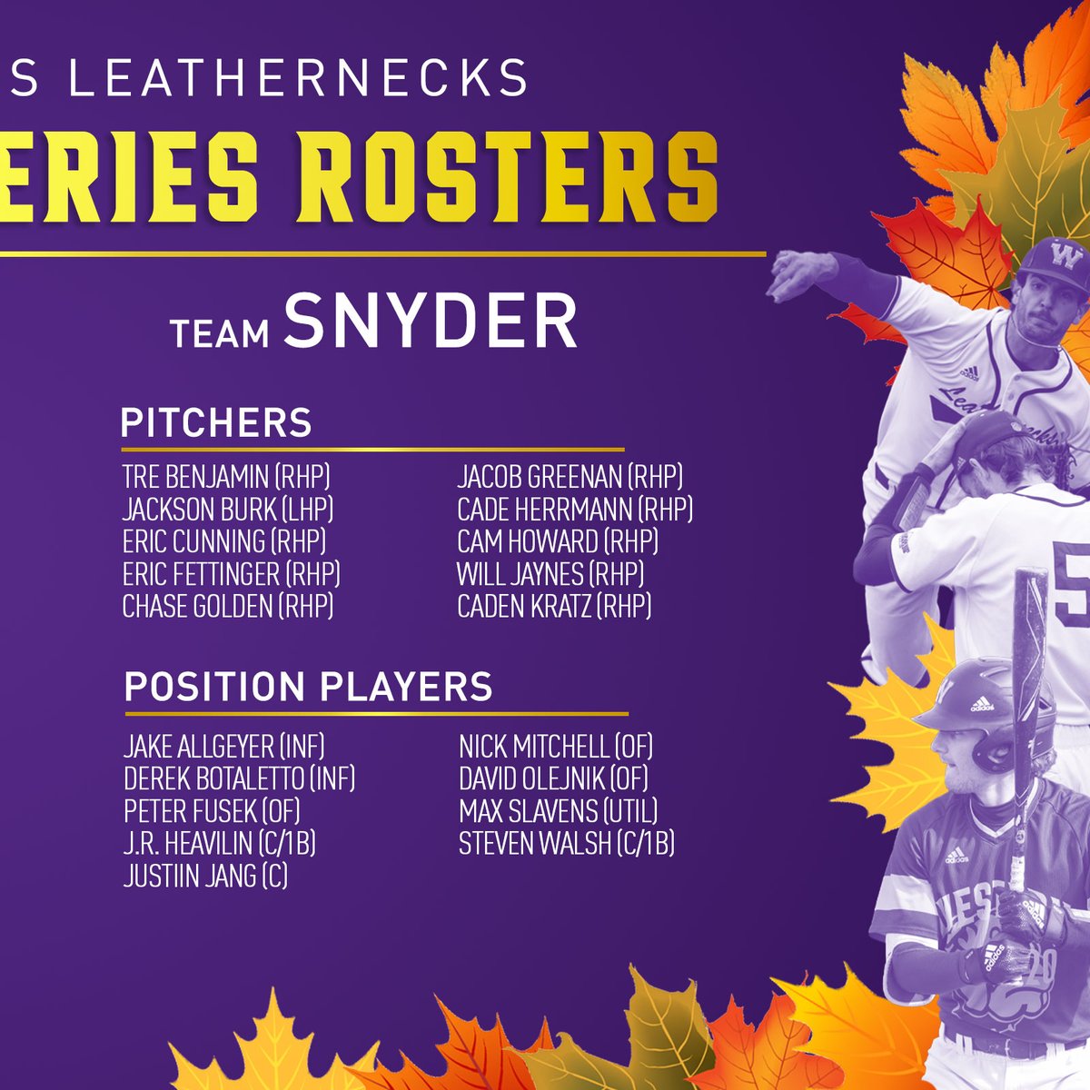 WIUBaseball's tweet image. WIU 2022 Fall World Series Roster 🍁
