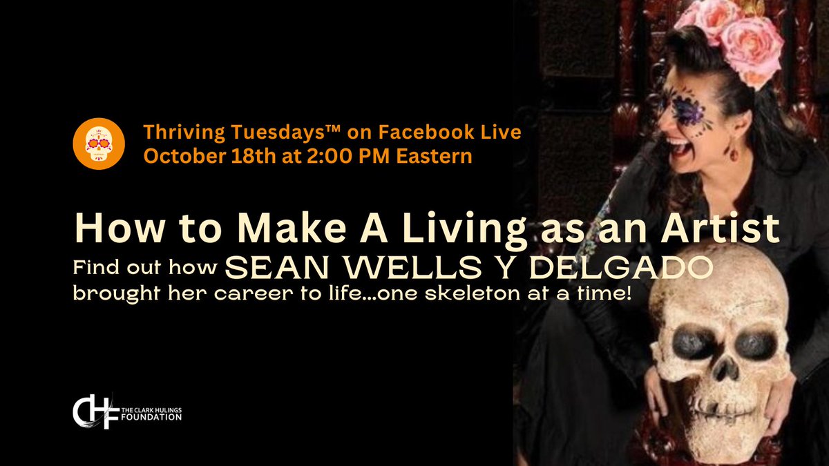 Sean Wells y Delgado creates #art that's full of symbolism, history, and magic, but she has a no-nonsense approach to #business! Join us for Thriving Tuesdays™ Oct 18th. #diadelosmuertos #hispanicartists #entrepreneur #seanwells #hispanicheritagemonth facebook.com/events/8122246…