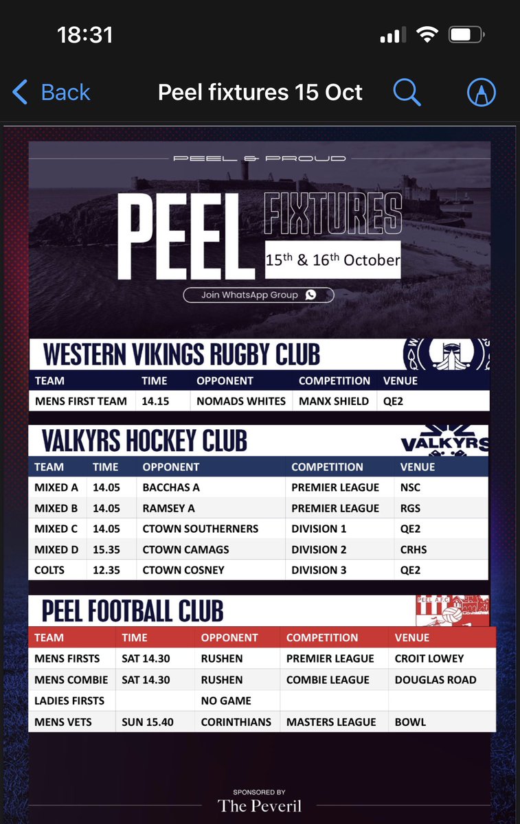 ValkyrsHC's tweet photo. This weekends fixtures for @ValkyrsHC   @Vikings_RUFC @PeelAFC  best of luck to all. Also VHC Mhelliah 7:30pm @Two_Fellas_IoM hope to see you all down. https://t.co/1uNgVCEUJW