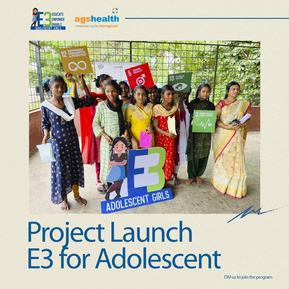 GooduniverseNGO's tweet photo. With great pleasure, we announce the launch of Project E3 for Adolescents in collaboration with @agshealth. We are honoured to have found this opportunity to work with AGS and the organization's leadership, who joined us to spend half a day interacting with the community. https://t.co/LlKFNBvd6p