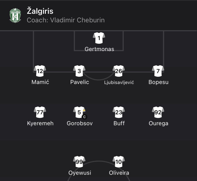 mm_footynews's tweet photo. Žalgiris lineup with a 4-4-2 formation against Pyunik which is a must win if they want any chance of getting 2nd place. Keeper Edvinas Gertmonas is the only Lithuanian in the starting 11.
#ZalgirisPyunik | #UECL https://t.co/b86Q27cjVe