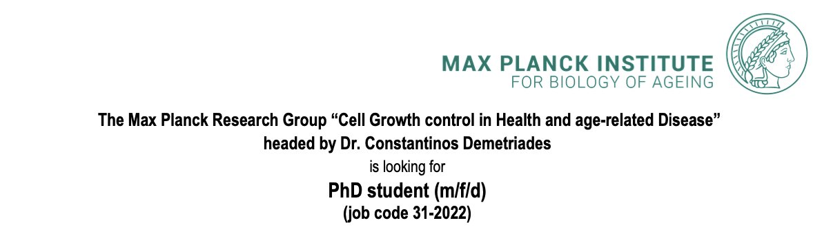 Demetriades Lab (@demetriadeslab) on Twitter photo 💥Job alert💥
We have an open position for a PhD student 🧑🎓 to investigate the interplay between #nutrient signaling, protein secretion and the #ECM, in the context of a <a href="/dfg_public/">DFG public | @dfg_public@wisskomm.social</a> project within the <a href="/DFG_FOR2722/">DFG_FOR2722</a> consortium!
Full description and links down below 👇
Please RT! 💥Job alert💥
We have an open position for a PhD student 🧑🎓 to investigate the interplay between #nutrient signaling, protein secretion and the #ECM, in the context of a <a href="/dfg_public/">DFG public | @dfg_public@wisskomm.social</a> project within the <a href="/DFG_FOR2722/">DFG_FOR2722</a> consortium!
Full description and links down below 👇
Please RT!