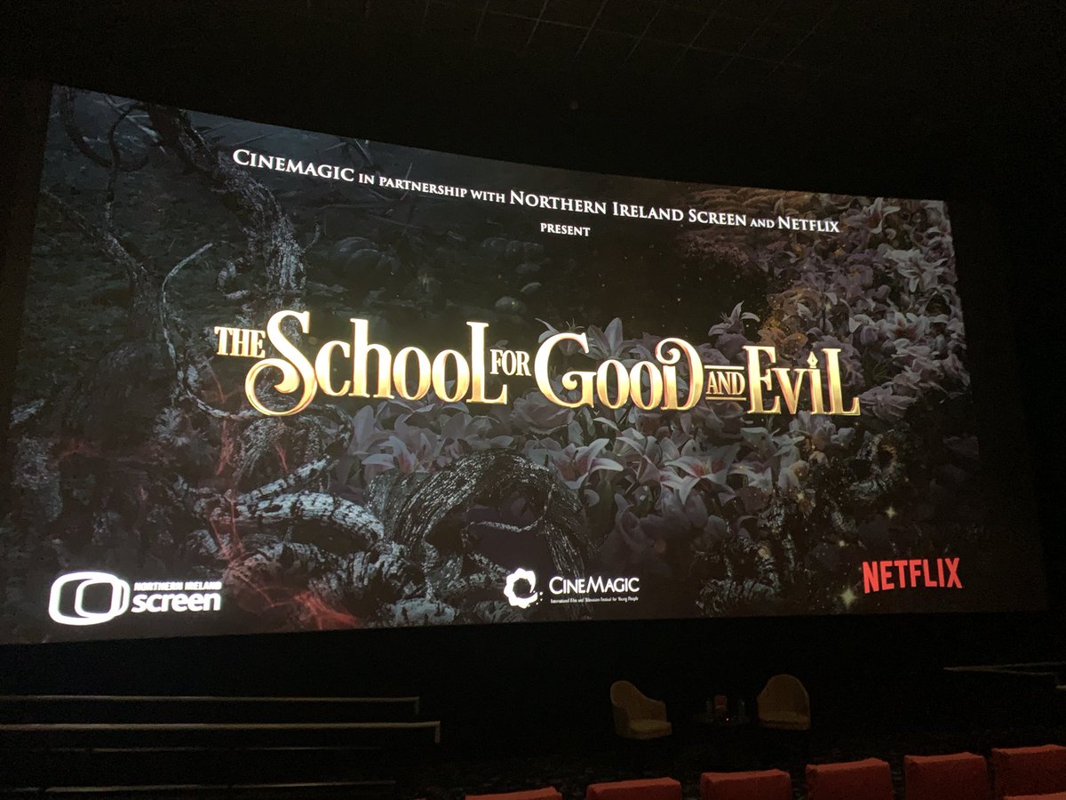 Cinemagic's tweet photo. The scene is set 🎉🎬🎬#TheSchoolForGoodAndEvil #specialpreview #cinemagicfestival #creativeindustries #belfast https://t.co/HLdrJXRqfo