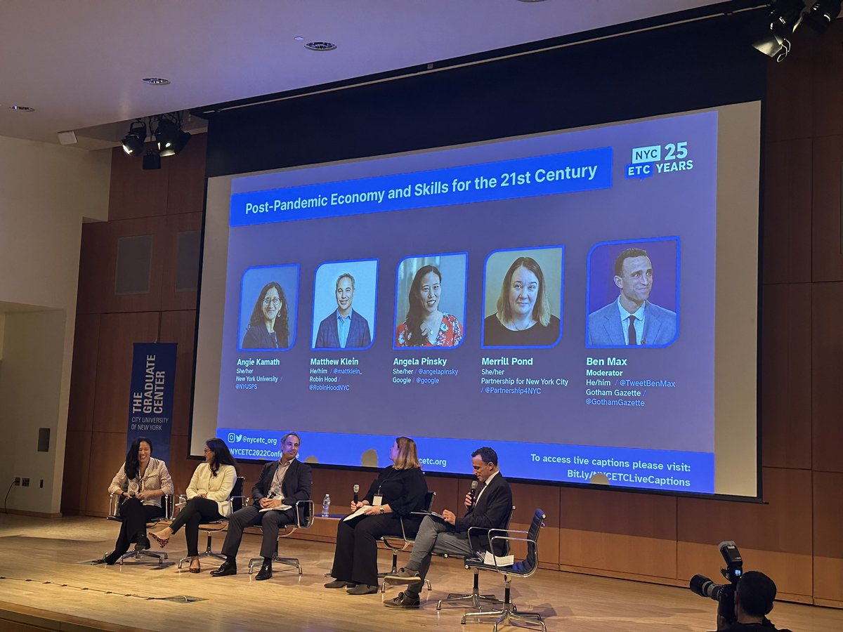 NYCETC_org's tweet photo. #NYCETC2022Conference  Post-Pandemic Economy and Skills for 21st Century Economy @NYUSPS  @mattklein_ @RobinHoodNYC @Partnership4NYC @AngelaPinsky  @TweetBenMax https://t.co/4vsVTySEDx