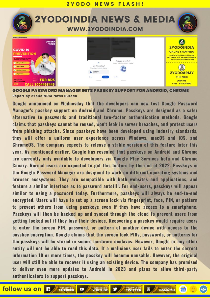 2yodoindia's tweet image. Google Password Manager Gets Passkey Support for Android, Chrome

For more news visit 2yodoindia.com

#2YoDoINDIA #GooglePasswordManager #Passkeys #Chrome #Google #Android