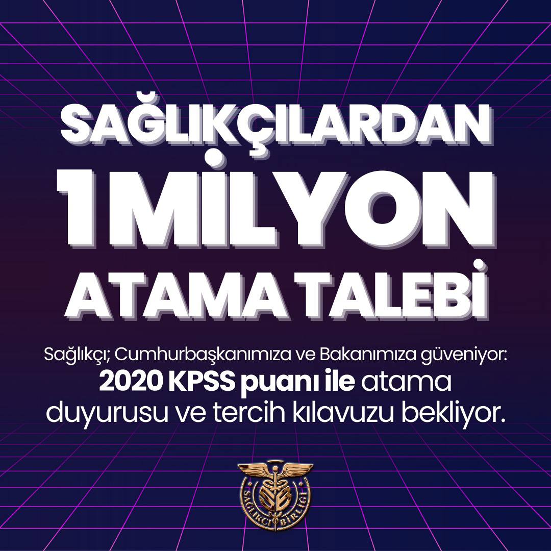 SaglikciBirligi's tweet photo. Bugün 20.56 itibariyle sağlıkçılardan tam 1 MİLYON atama talebi geldi. Sn. @drfahrettinkoca , @fahrettinaltun bir talep bu kadar dillenecek kadar büyükse yerine getirelecek kadar da kutsaldır.

En geç yarın içinde sağlık atama kılavuzu yayımlanmalıdır!

FKSüreBitti AtamaVakti https://t.co/7YyTWxhG9I
