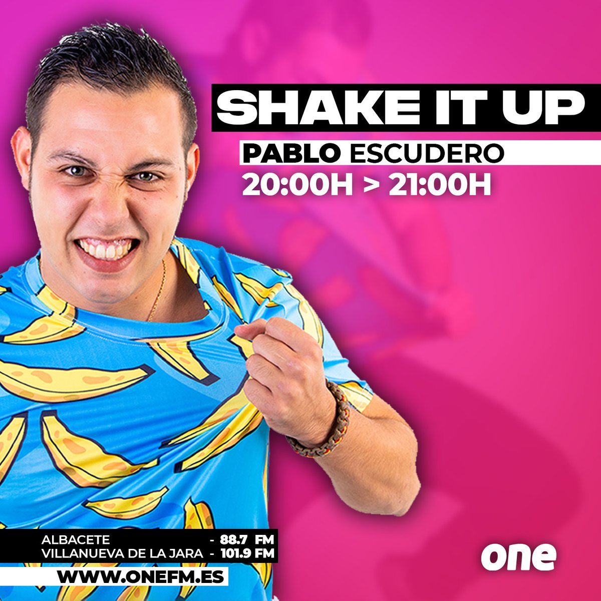💥¡Hoy vuelve Pablo Escudero a #ONE! 💥

No te pierdas la nueva temporada de #ShakeItUp 🙌 de 20:00h a 21:00h a través de:
📻 88.7 FM (Albacete)
📻 101.9 FM (Villanueva de la Jara, CU)
📲 onefm.es