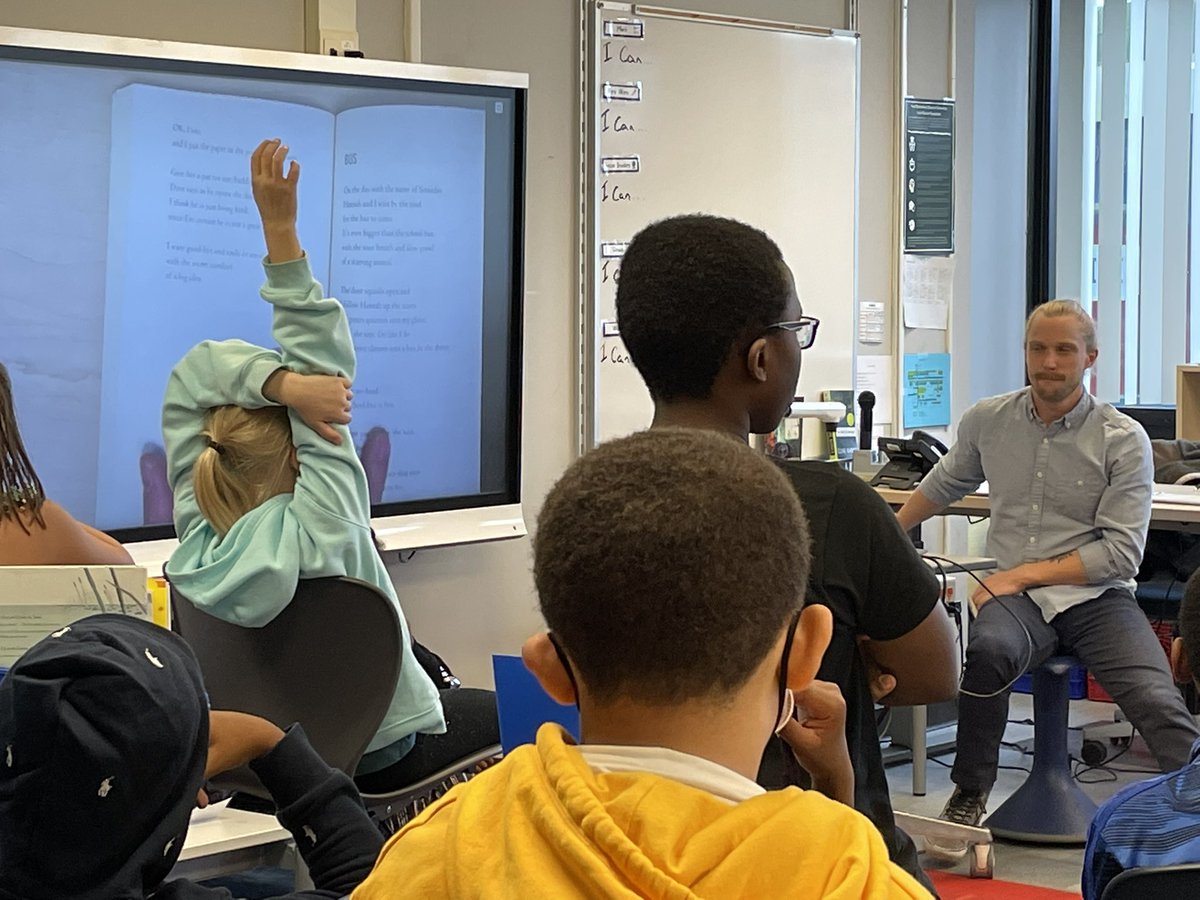Fifth graders enjoying learning as Mr. O’Brien reads aloud, leads a discussion and models  expectation for independent reading.  #onlywb #wbmentoring <a href="/SheikoLarkin/">Ashleigh Larkin</a>
