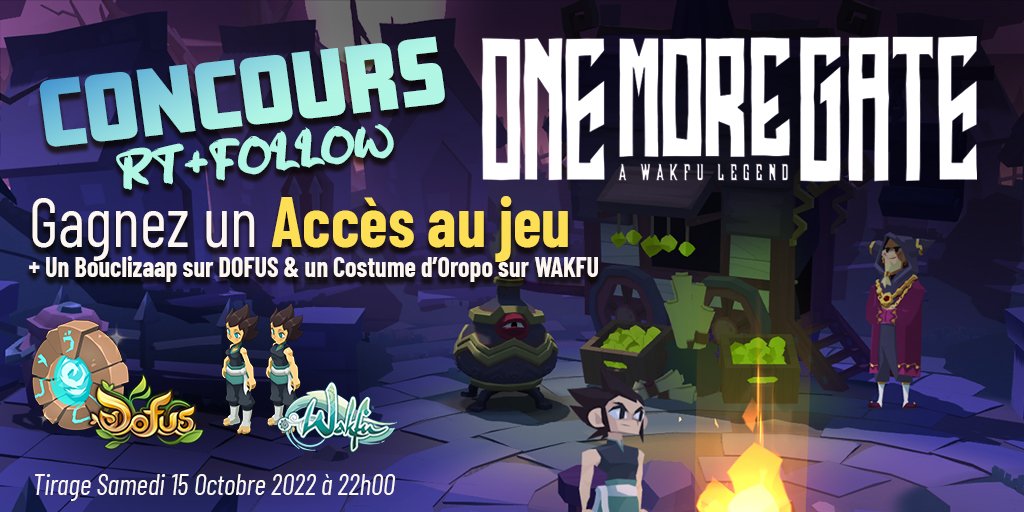 Augaroma's tweet photo. 🎮 OMG.......... GAGNEZ un accès à l'early access de ONE MORE GATE avec un Bouclizaap #DOFUS et un Costume d'Oropo sur #WAKFU ! 💜💜💜

Pour participer, c'est simple : RT &amp; FOLLOW 🔄

TAS : le 15/10/2022 à 22h https://t.co/lFFPgvzcn8