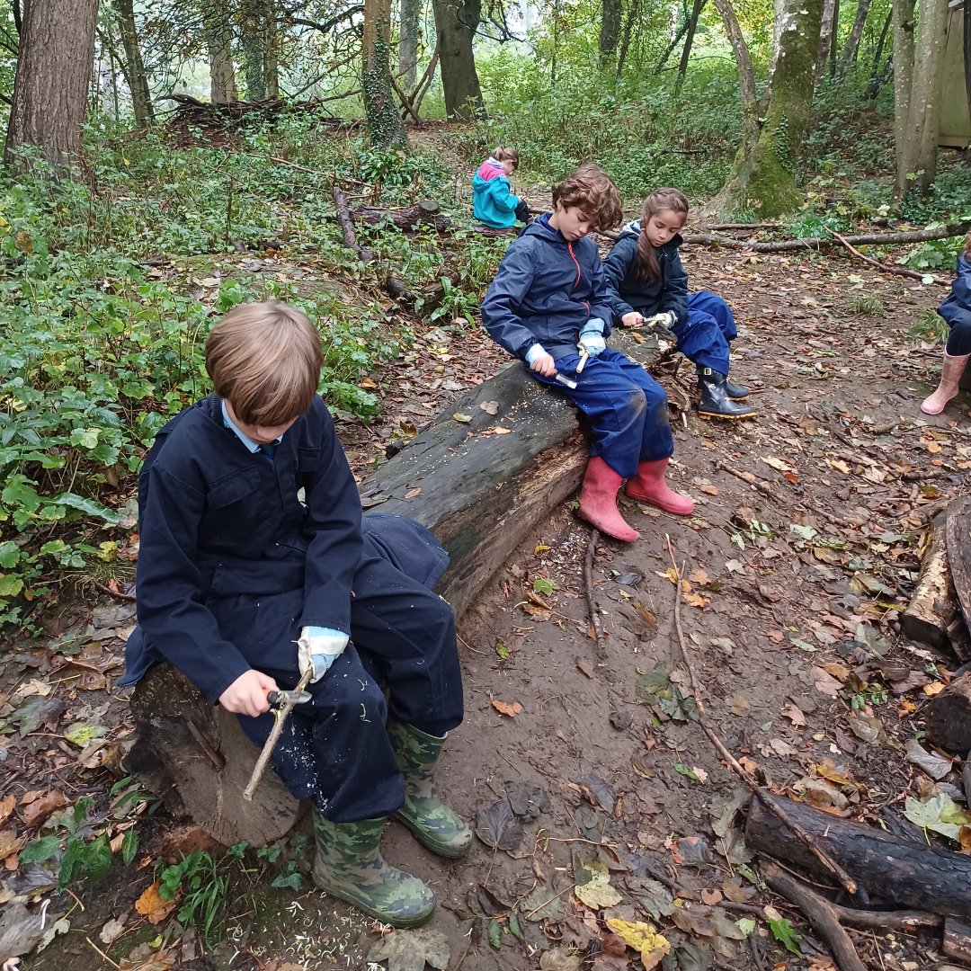 Sherborneprep's tweet image. In the atmospheric, Autumnal mists of the day, year 5 spent their time in Forest School whittling magic wands!

#countryprep #sherborneschools #dorsetschools #forestschool #sherborneprep