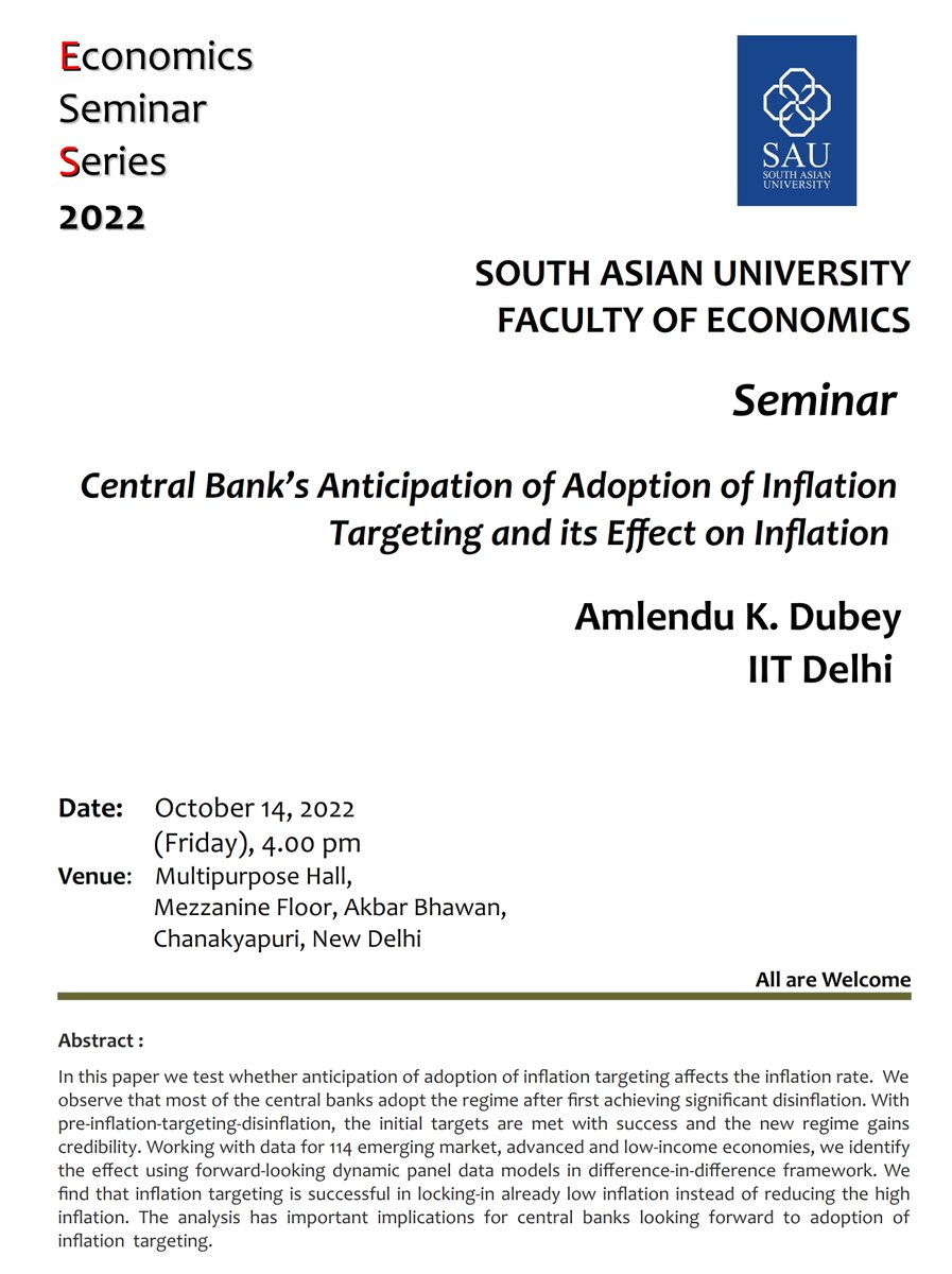 smydtt's tweet photo. #HappeningToday
Dr. Amlendu Dubey from @iitdelhi will speak at @SouthAsianUni 
All are welcome.
#SAUFE #SAUEvents https://t.co/IqFVI3Xgpn