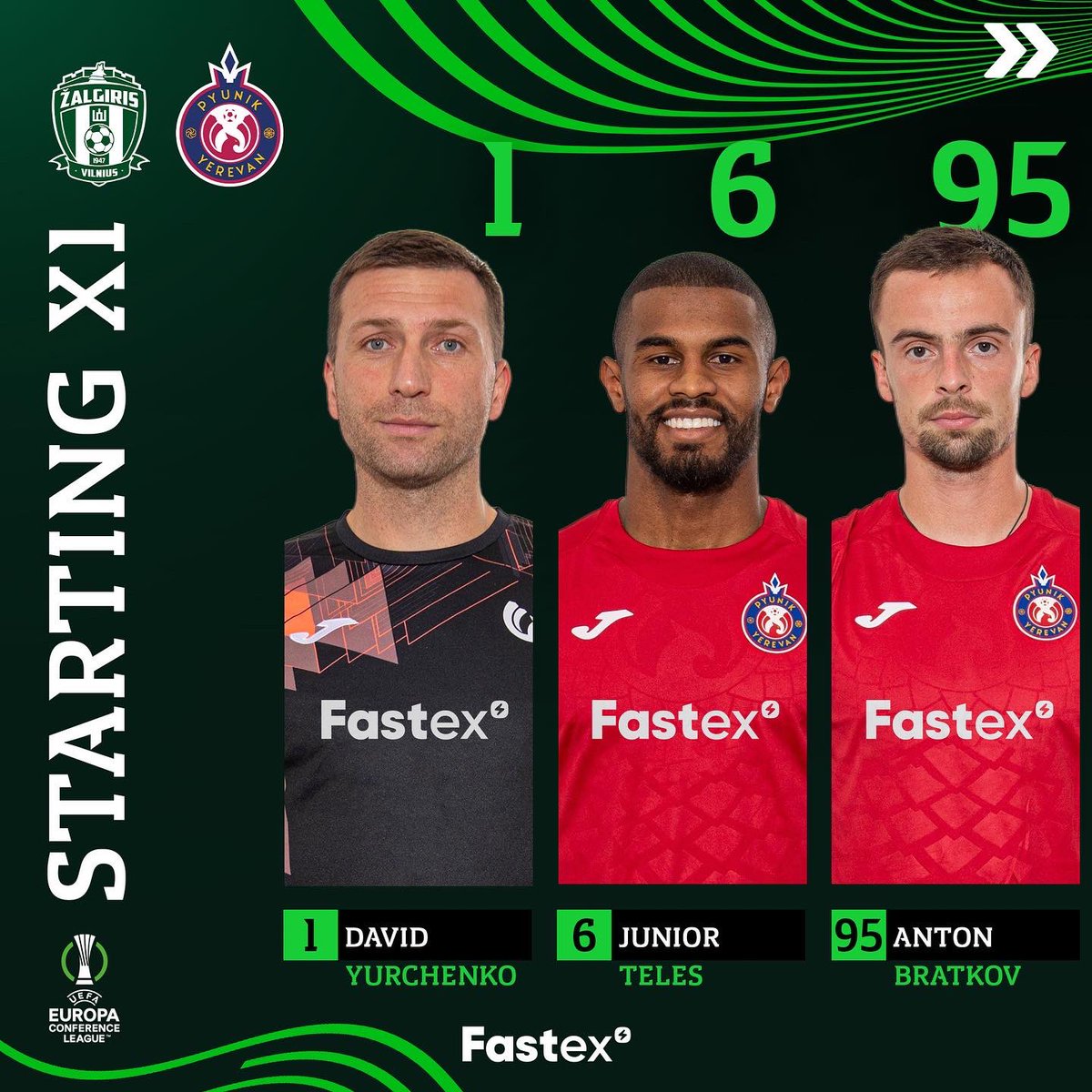 FC_Pyunik's tweet photo. Your starting lineup for a game against Zalgiris! ⚔️
@europacnfleague debut for Nikita Baranov🔝😍
#ZalgirisPyunik #pyunik #gopyunik🔴🔵 #uecl #uefaconferenceleague https://t.co/vrLcuJfCgw