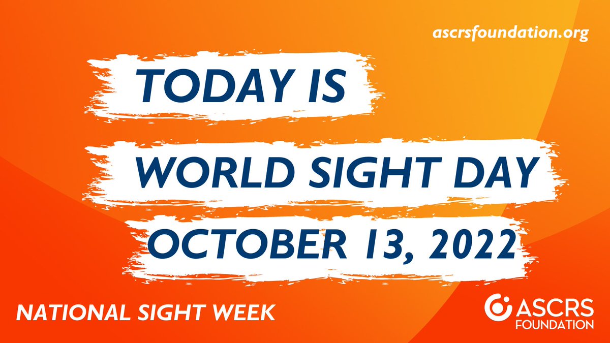 ASCRSFoundation's tweet photo. Today is World Sight Day! In the United States and abroad, we are on a mission to eradicate preventable blindness & expand physician education. Follow our social media or check out this link to learn more: https://t.co/hxSNCqNC6k #NationalSightWeek #OperationSight #WorldSightDay https://t.co/cRpl25GysR