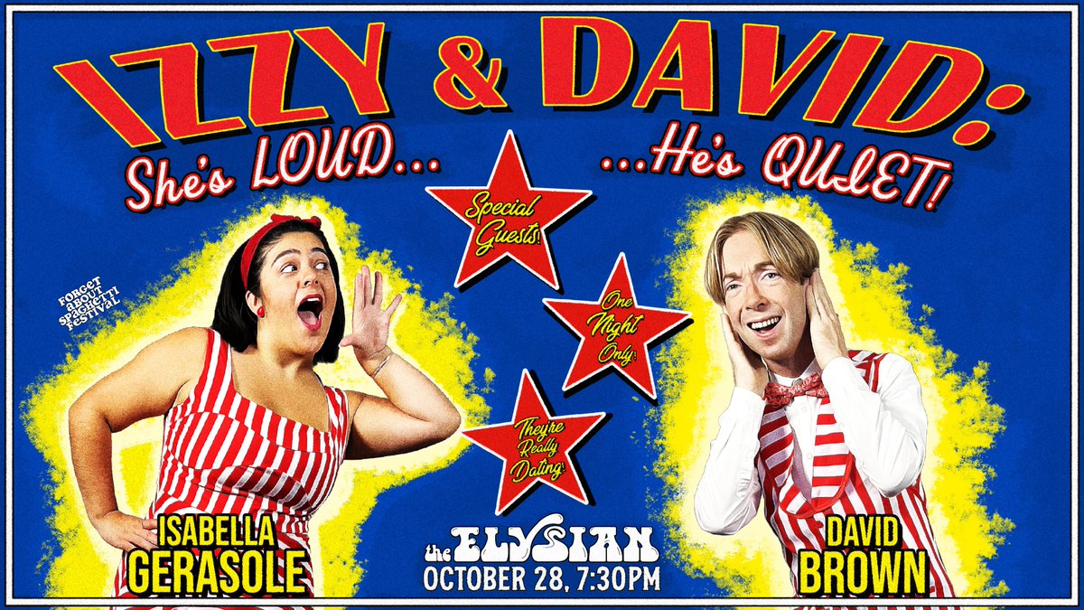 ElysianTheater's tweet photo. Opposites attract in the premiere revue: SHE'S LOUD, HE'S QUIET w/ @davidschedule & Isabella Gerasole! Ft an opening number that will blow your mind. #spaghettifest
Fri 10/28 @ 7:30PM ✨ Get tix: https://t.co/aVzXWQk5fp https://t.co/SJAxzKDCJt