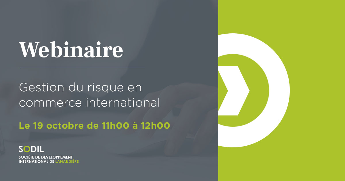 SODIL's tweet photo. Vous exportez ou vous comptez le faire ?
Ce webinaire, organisé en collaboration avec la Sodil et InnoHub La Centrale, est tout désigné pour vous!
Inscrivez-vous dès maintenant :
https://t.co/45dF0GdN41
#SODIL #Canada #exportation #lanaudiere #affaireinternational #exporter https://t.co/bMXwrbpll1
