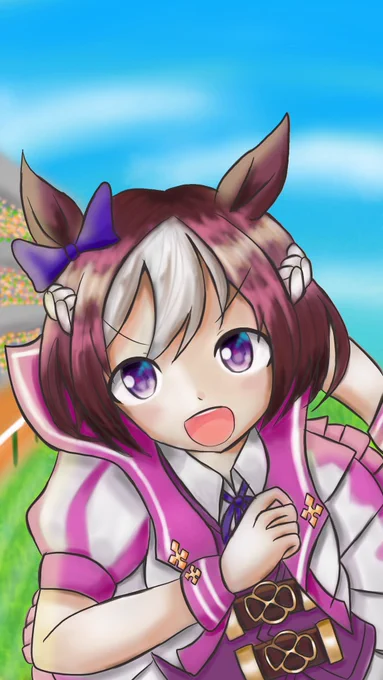 下手くそですけど自分の手でスペシャルウィーク描きました。#ウマ娘 
