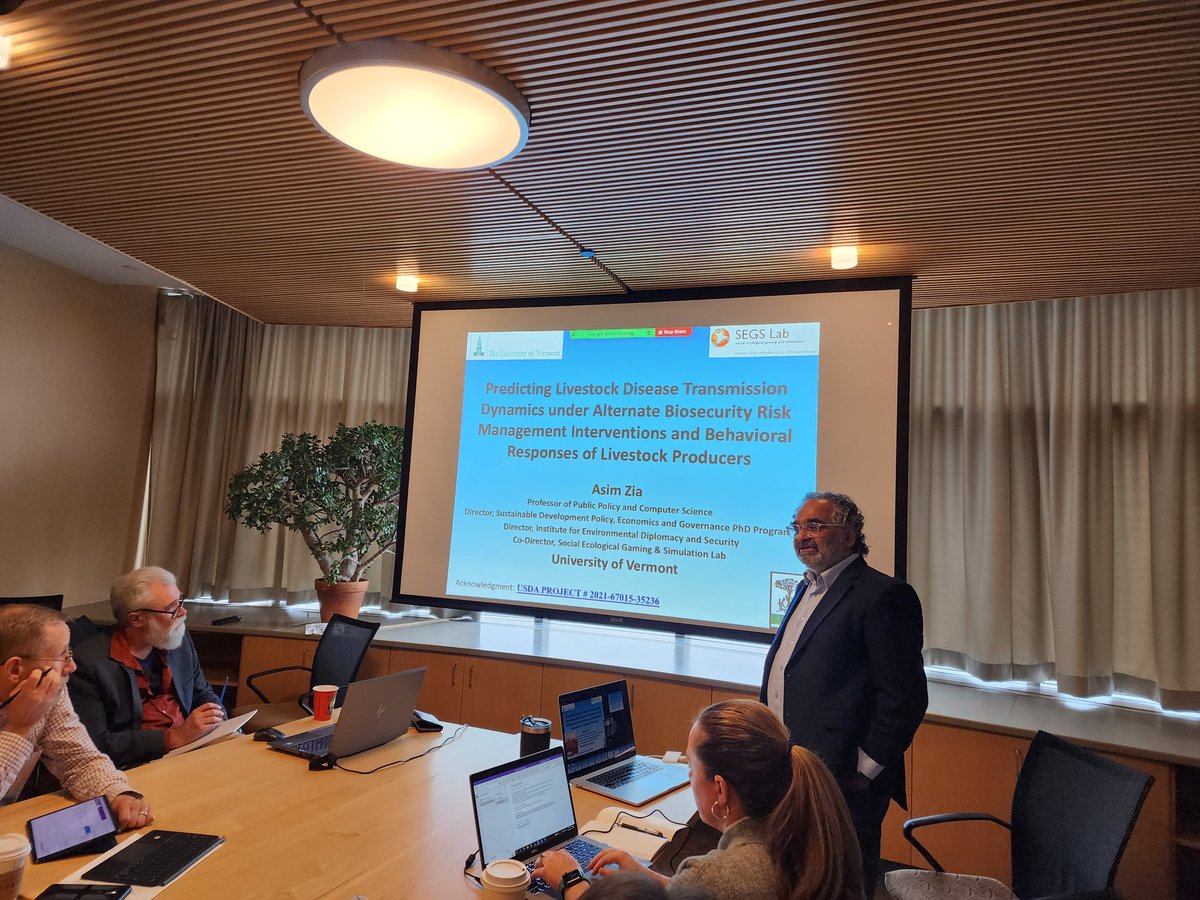 Dr <a href="/asim_zia_/">Asim Zia</a> the goal is to predict transmission dynamics of two foreign animal diseases-foot &amp; mouth disease #FMD &amp; African Swine fever #ASF 
#SEGSlab #Biosecurity