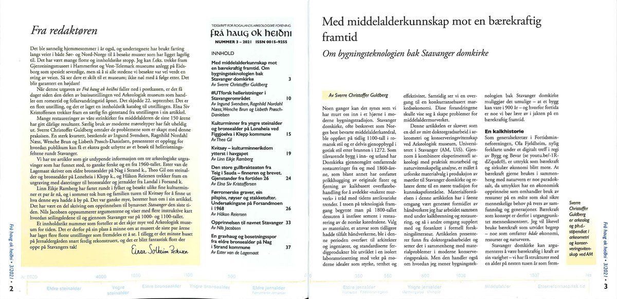 archaealchemy's tweet photo. Feeling anarchist today, so here is a free Norwegian article:

Med middelalderkunnskap mot en bærekraftig framtid: Om bygningsteknologien bak Stavanger domkirke. Frá haug ok heiðni 2021:3, pp. 3-9.

An English version with a full reference list is in the making (cap of 6 refs). https://t.co/LBnwgKjYZz